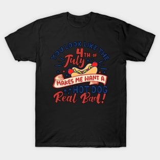 Copy of Funny 4th of July Hot Dog Wiener Comes Out Adult Humor Gift T-Shirt